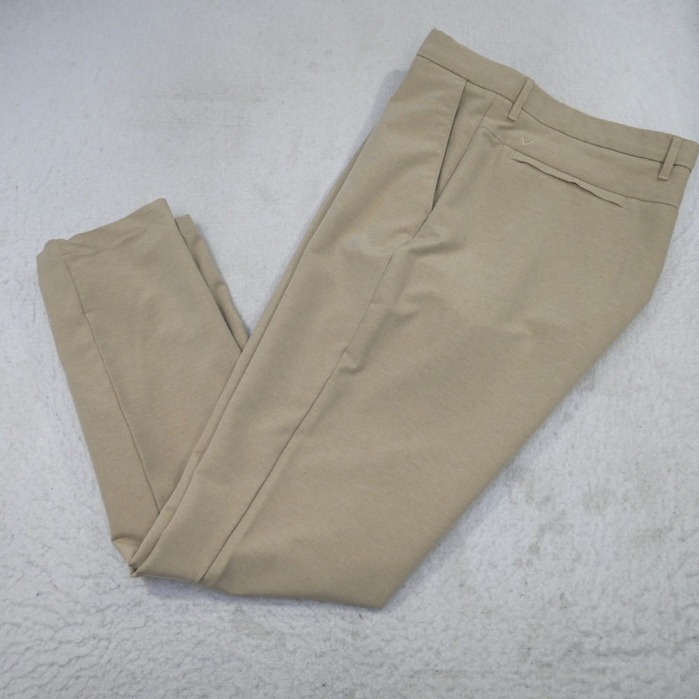 Callaway Golf Pants Mens 38x32 Tan Performance Stretch Flat Front Khaki CGBSF0Q0
